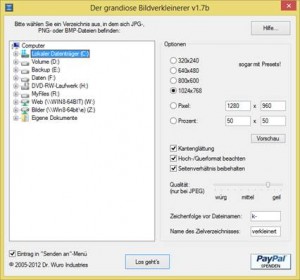 Bilder verkleinern mit Der grandiose Bildverkleinerer
