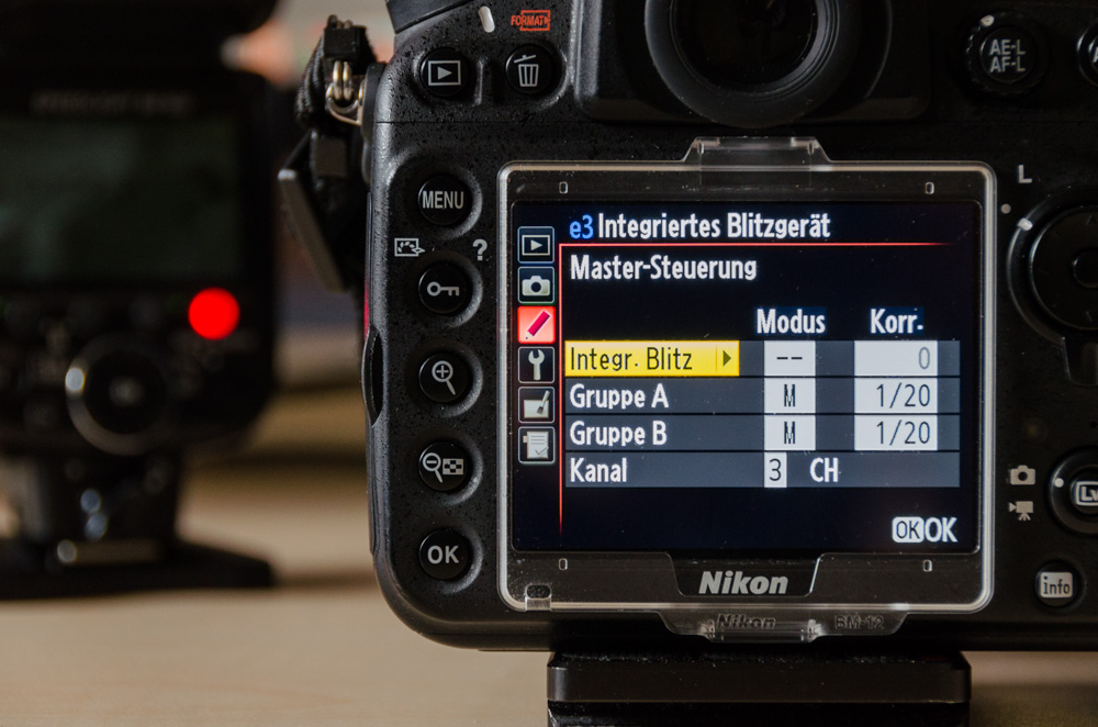 Nikon D800 Menü e3: Integriertes Blitzgerät